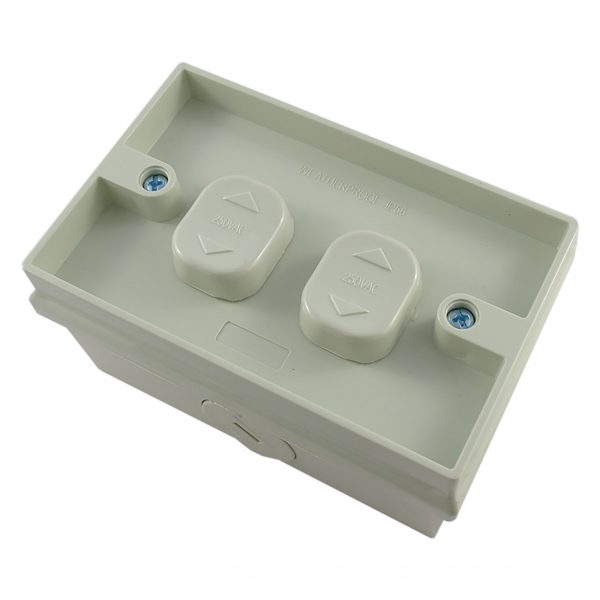 Insert variable 2 Gang Weatherproof Surface Switch 16A 250V AC IP53