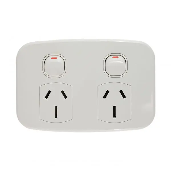 White Duplex Home Electrical Outlets & Receptacles Skirting 10A AMP Double 3 Pin Power Point Outlet Socket GPO Narrow DGPO White Blue Point 3/8 In Size Socket Wrenches - Foto 3