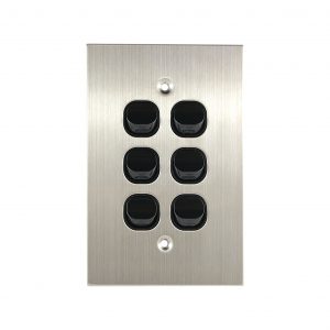 Stainless Steel Light Switch 6 Gang 10A 250V AC BLACK