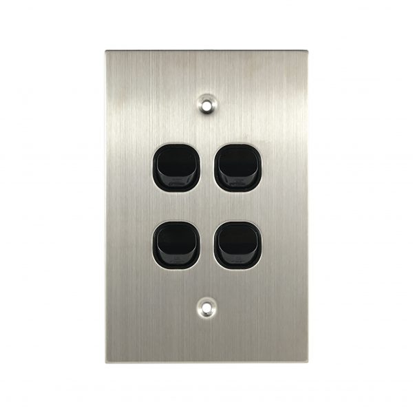 Stainless Steel Light Switch 4 Gang 10A 250V AC BLACK