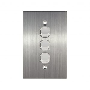 Stainless Steel Light Switch 3 Gang 10A 250V AC WHITE
