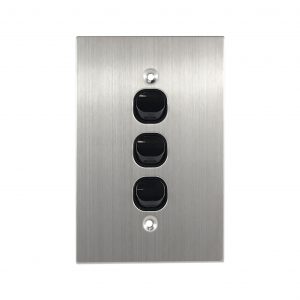 Stainless Steel Light Switch 3 Gang 10A 250V AC BLACK