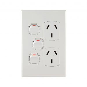 Double GPO with Extra Switch Vertical 10A 240V AC | GEO Series