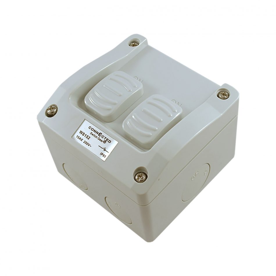 Double Weatherproof GPO Black 10A 250V AC IP53 Integrated