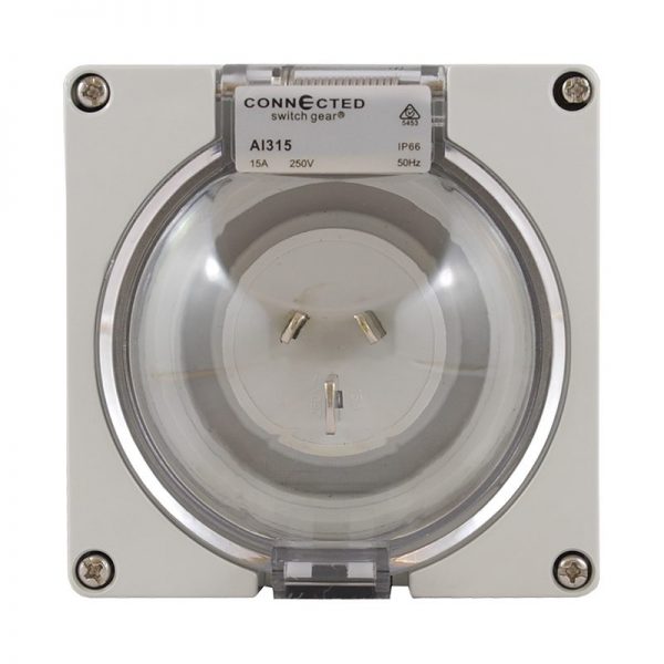Appliance Inlet 3 Pin 15A 250V AC IP66