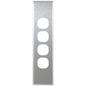 Brushed Aluminium Cover Plate 4 Gang Architrave | Suits GEO Series