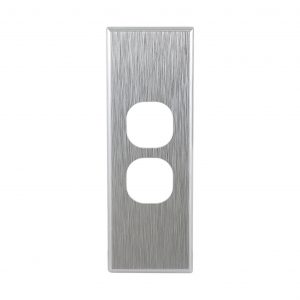 Brushed Aluminium Cover Plate 2 Gang Architrave | Suits GEO Series