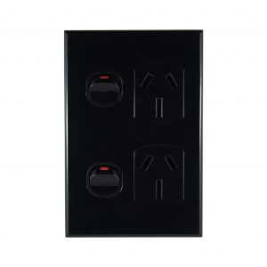 Vertical Double GPO 15A 240V AC BLACK | GEO Series