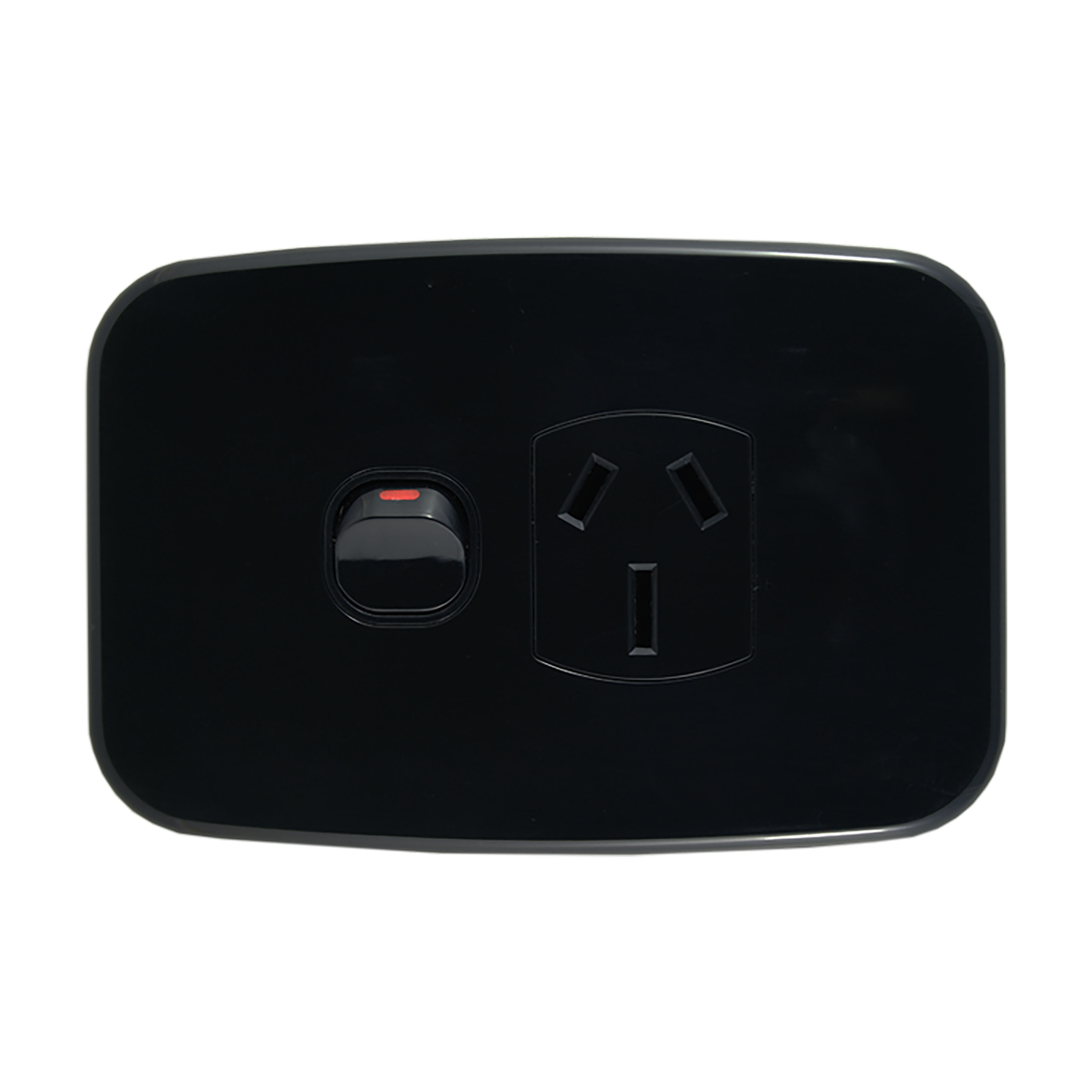 Power Outlet Single 15A BLACK Light Switches & Power Points, LUNA