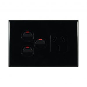 Single GPO with 2 Extra Switches BLACK 10A 240V AC | GEO Series