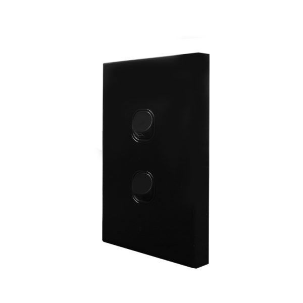 Light Switch 2 Gang - VERTICAL BLACK - Image 2