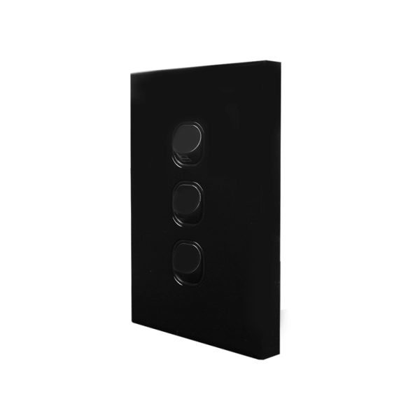 Light Switch 3 Gang - VERTICAL BLACK - Image 2