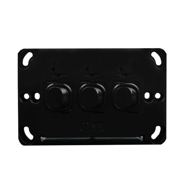 Light Switch 3 Gang - VERTICAL BLACK - Image 3
