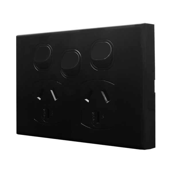 Double Power Point with Extra Switch - BLACK - Image 2