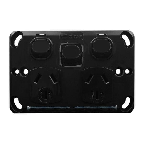 Double Power Point with Extra Switch - BLACK - Image 3
