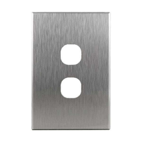 2 Gang Brushed Aluminium Cover Plate to suit LS102V-L