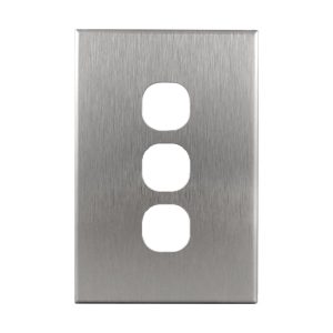 3 Gang Brushed Aluminium Cover Plate to suit LS103V-L