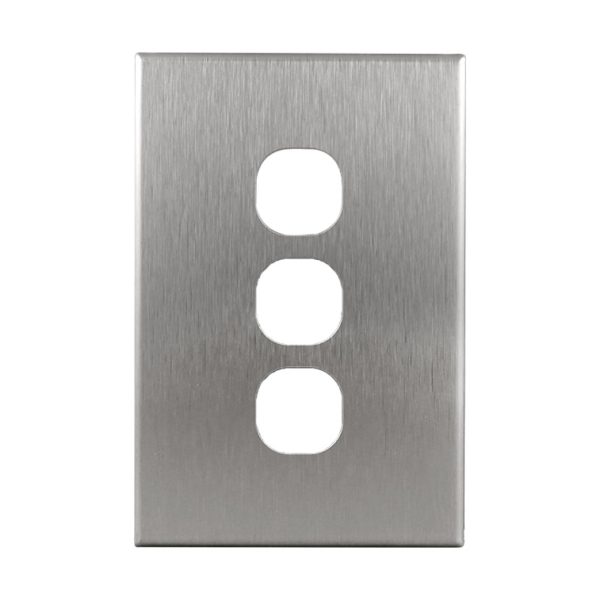 3 Gang Brushed Aluminium Cover Plate to suit LS103V-L