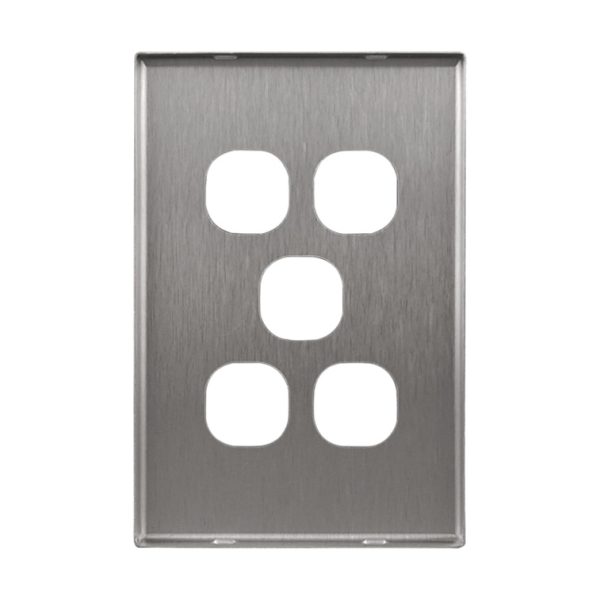 Brushed Aluminium Cover Plate 5 Gang Switch GEO - Image 4