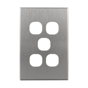 5 Gang Brushed Aluminium Cover Plate to suit LS105V-L