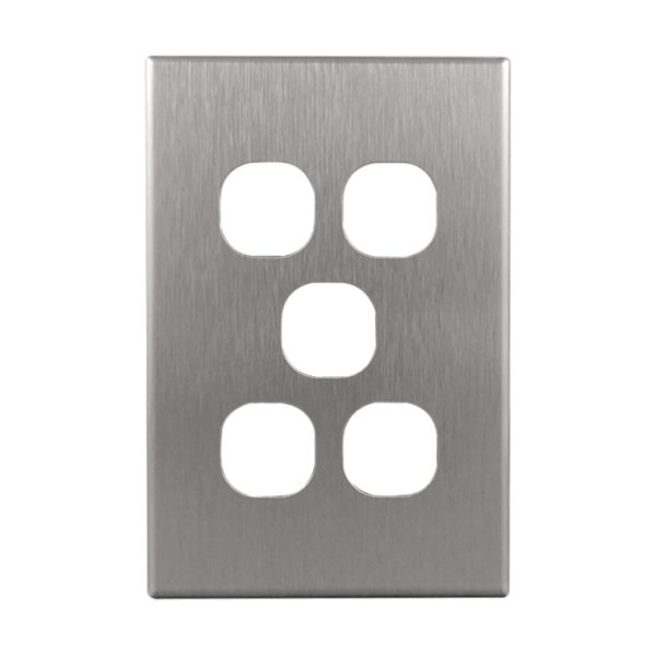 5 Gang Brushed Aluminium Cover Plate to suit LS105V-L
