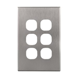 6 Gang Brushed Aluminium Cover Plate to suit LS106V-L