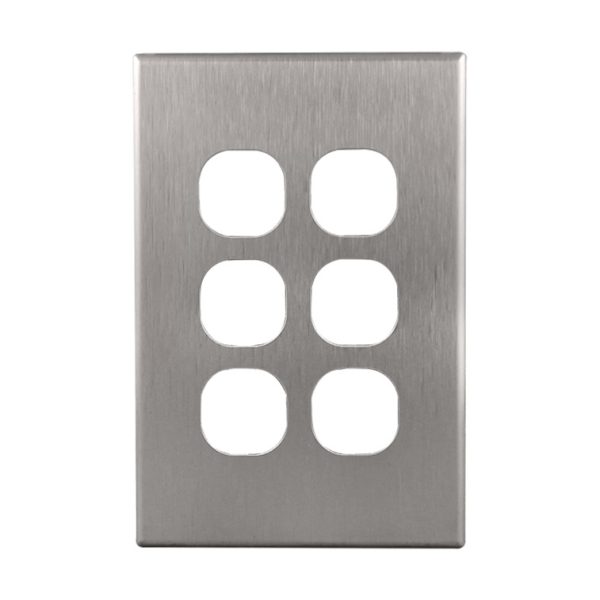 6 Gang Brushed Aluminium Cover Plate to suit LS106V-L