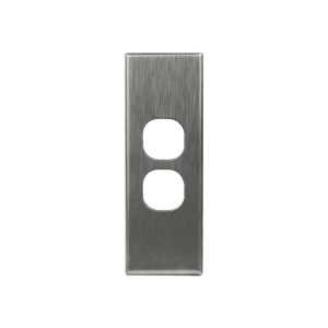 Brushed Aluminium Cover Plate 2 Gang Architrave to suit GEO