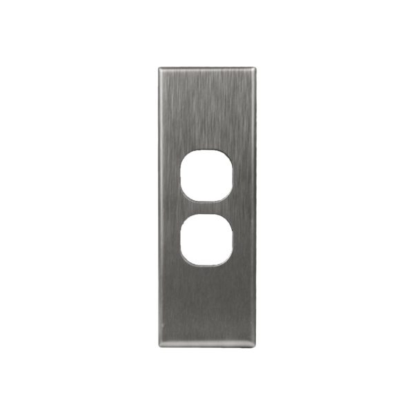 Brushed Aluminium Cover Plate 2 Gang Architrave to suit GEO