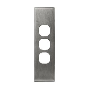 Brushed Aluminium Cover Plate 3 Gang Architrave | Suits GEO Series