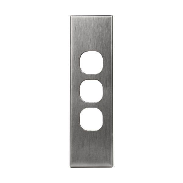 Brushed Aluminium Cover Plate 3 Gang Architrave | Suits GEO Series