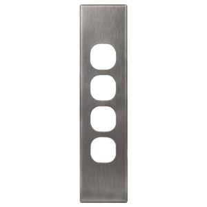 Brushed Aluminium Cover Plate 4 Gang Architrave | Suits GEO Series