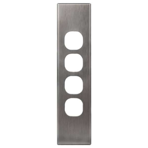 Brushed Aluminium Cover Plate 4 Gang Architrave | Suits GEO Series