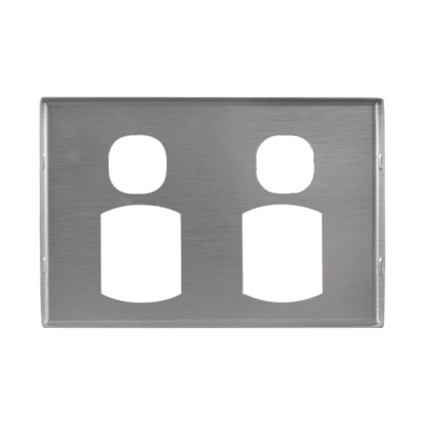 Brushed Aluminium Cover Plate Double GPO GEO - Image 4