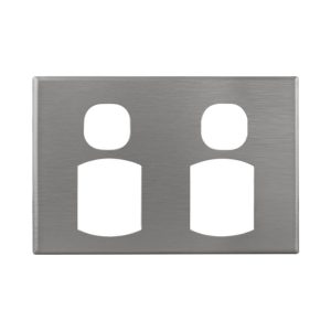 Brushed Aluminium Cover Plate for Double GPO | GEO Series