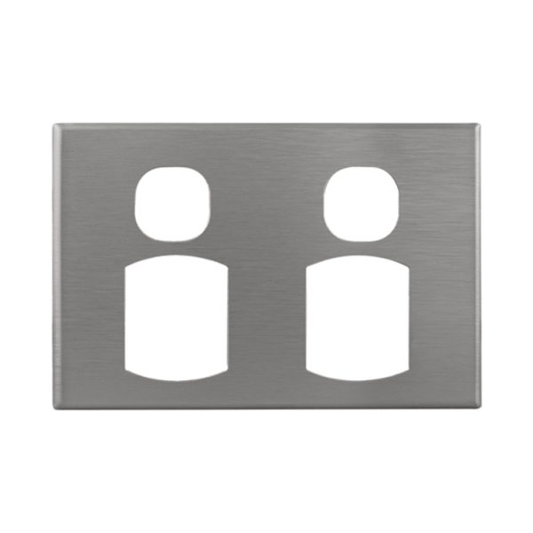 Brushed Aluminium Cover Plate for Double GPO | GEO Series