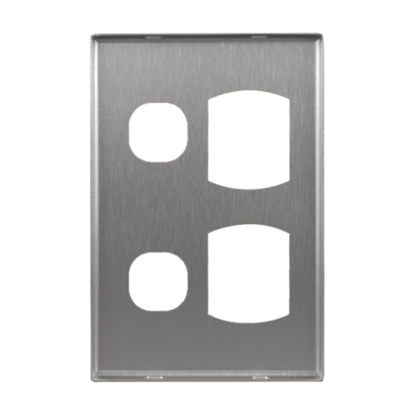 Brushed Aluminium Cover Plates to suit Double GPO Vertical GEO - Image 4
