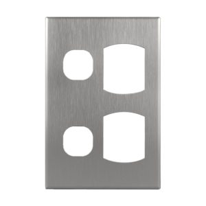 Brushed Aluminium Cover Plate to suit Double GPO | GEO Series