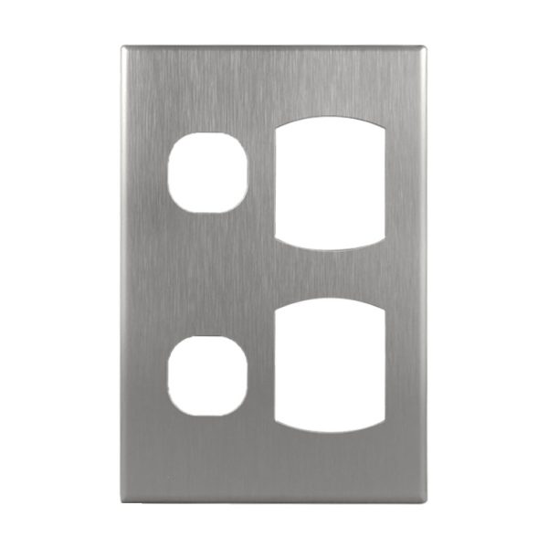 Brushed Aluminium Cover Plate to suit Double GPO | GEO Series