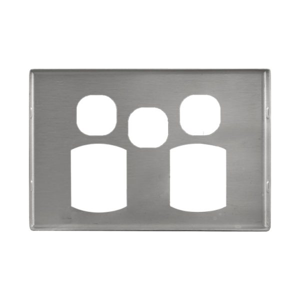 Metal Cover Plate Double Power Point with Extra Switch - Image 4
