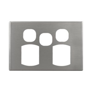 Aluminium Cover Plate Double GPO + Extra Switch | GEO Series