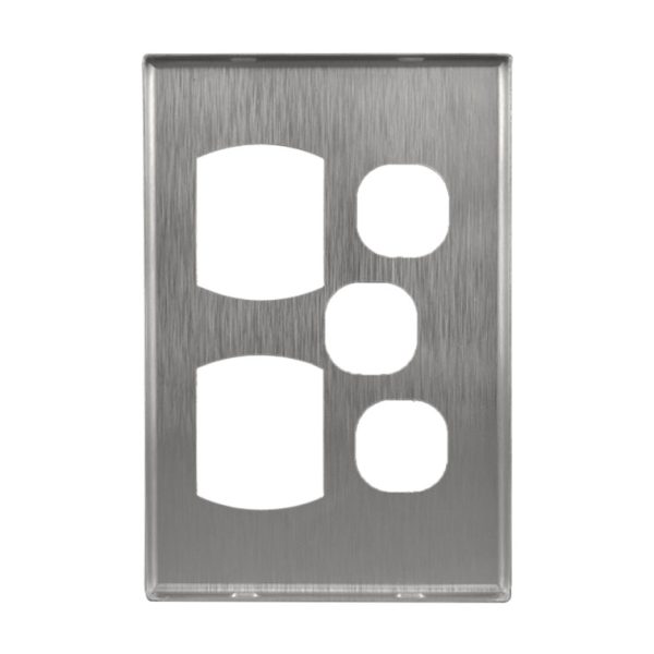 Metal Cover Plate Double Power Point with Extra Switch - VERTICAL - Image 4