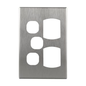 Aluminium Cover Double GPO Vertical + Extra Switch | GEO Series