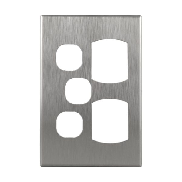 Aluminium Cover Double GPO Vertical + Extra Switch | GEO Series