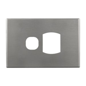 Brushed Aluminium Cover Plate Single GPO | GEO Series
