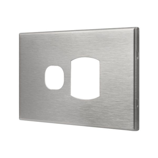 Brushed Aluminium Cover Plate Single GPO GEO - Image 2