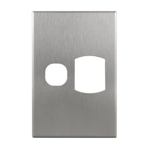 Brushed Aluminium Cover Plate Single GPO Vertical | LUNA Series