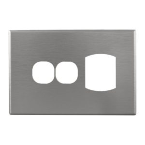 Brushed Aluminium Cover Single GPO + Extra Switch | GEO Series