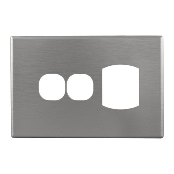 Brushed Aluminium Cover Single GPO + Extra Switch | GEO Series