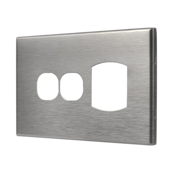 Brushed Aluminium Cover Single GPO + Extra Switch GEO - Image 2